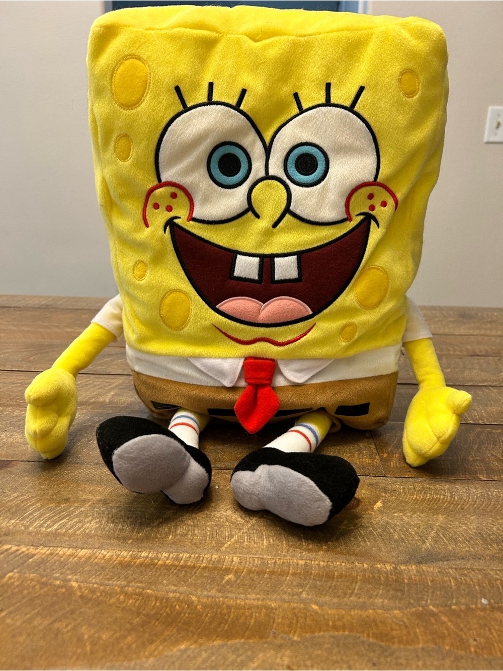 SpongeBob Squarepants Yellow Plush with Red Tie and Blue Eyes Decorative Pillow